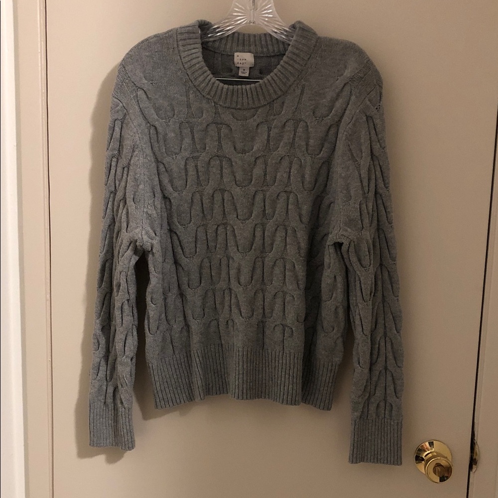 a new day Gray Cable Knit Crewneck Sweater